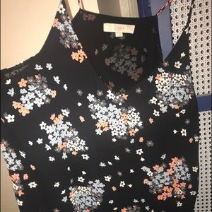 orange & blue hydrangea, loose flowy v neck